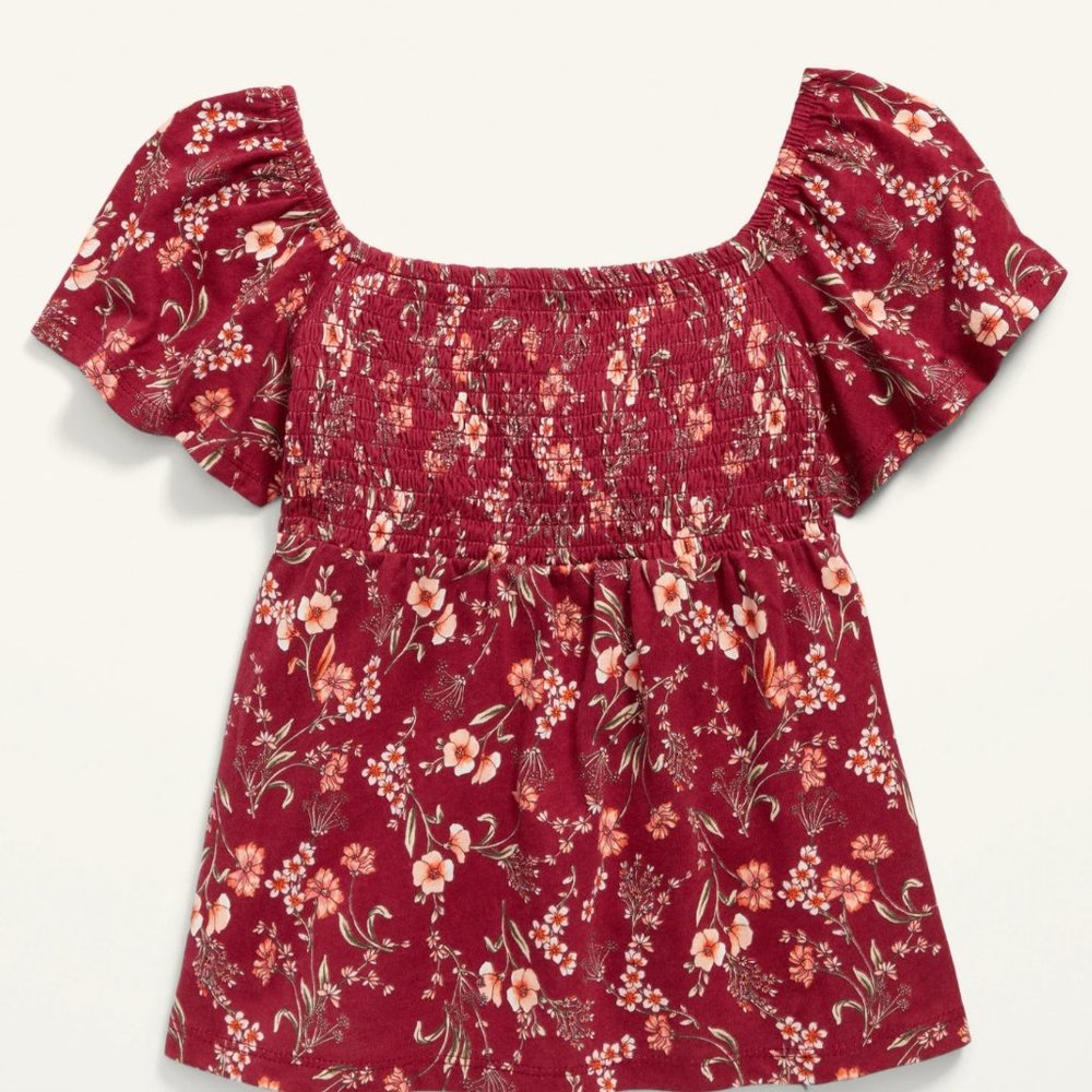 Flutter-Sleeve Smocked Swing Top